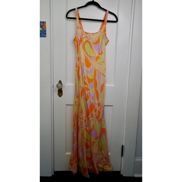 Delfi Collective Donna Maxi Dress Multicolor Printed Satin Slip US M - Picture 4 of 6